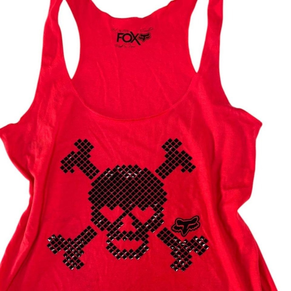 FOX GRUNGE SKULL GRAPHIC EMBELLISHED TANK TOP XSMALL-SMALL - Picture 3 of 4